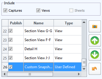 Create user defined screen captures for 2D PDF export & excel publish