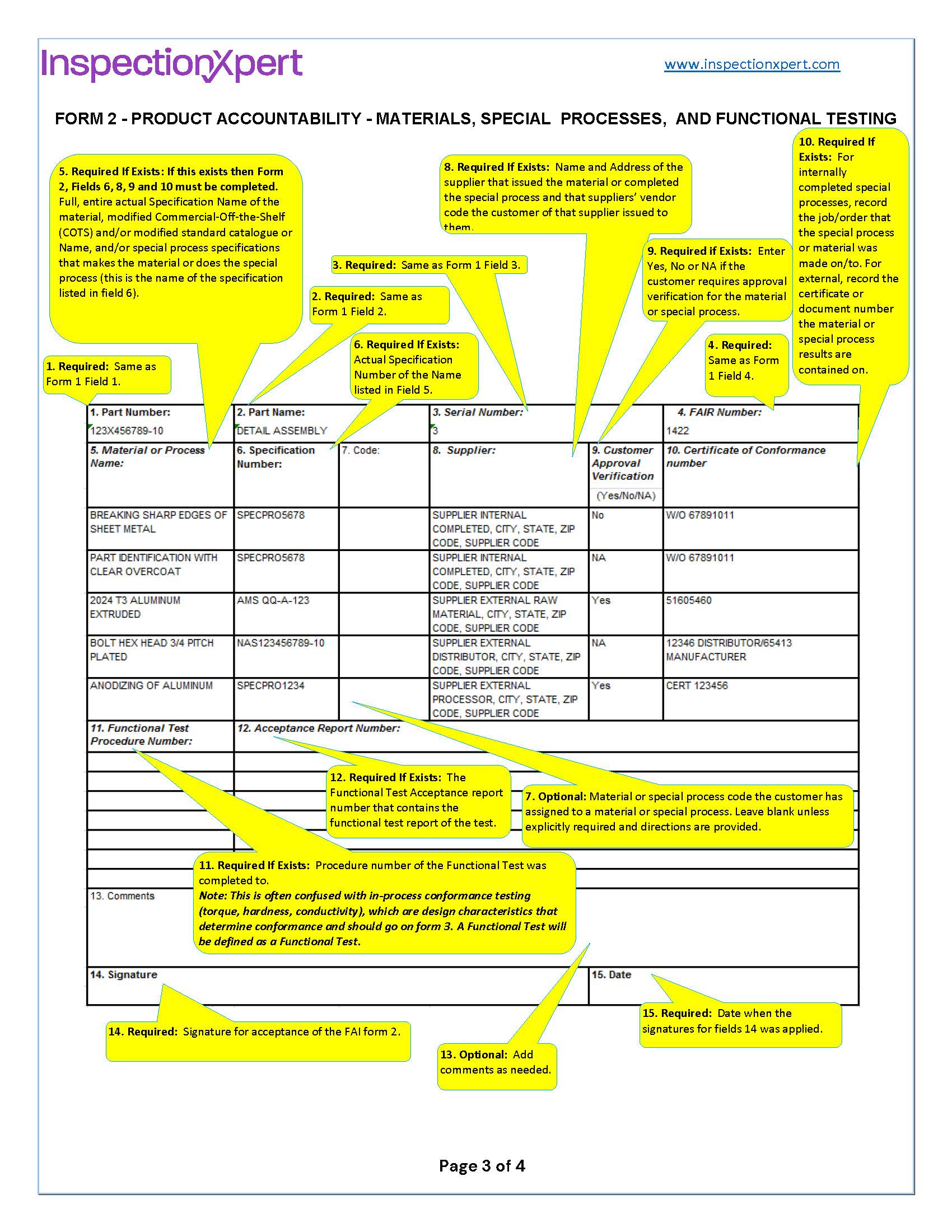 InspectionXpert AS9102 First Article Inspection Guide - Form 2 Product Accountability 