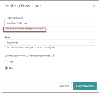 invalid email